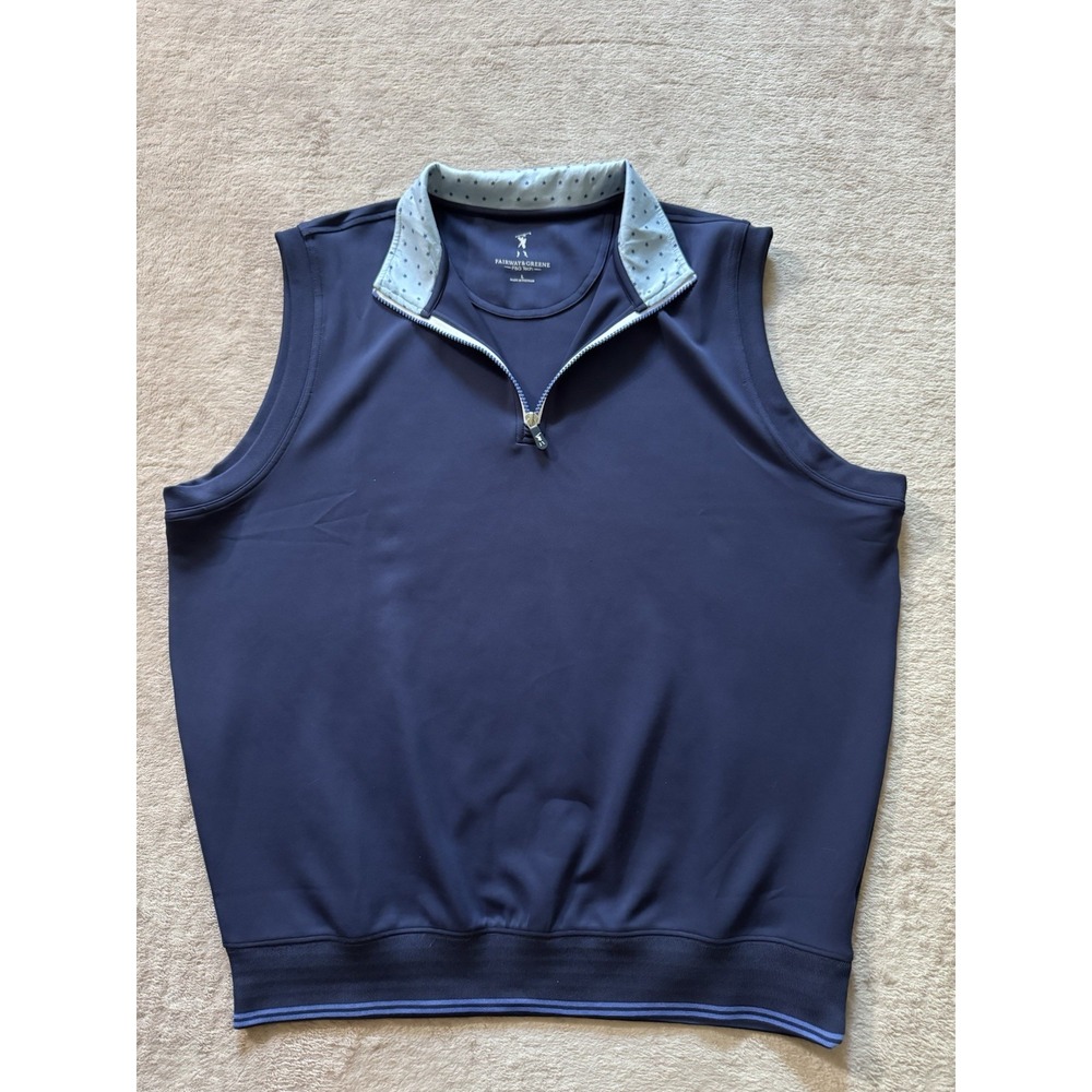 Fairway & Greene Men's F&G Tech 1/4 Zip Vest Golf Vest Blue Size Large
